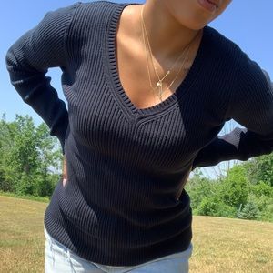 Tight Fitted Black ribbed sweater